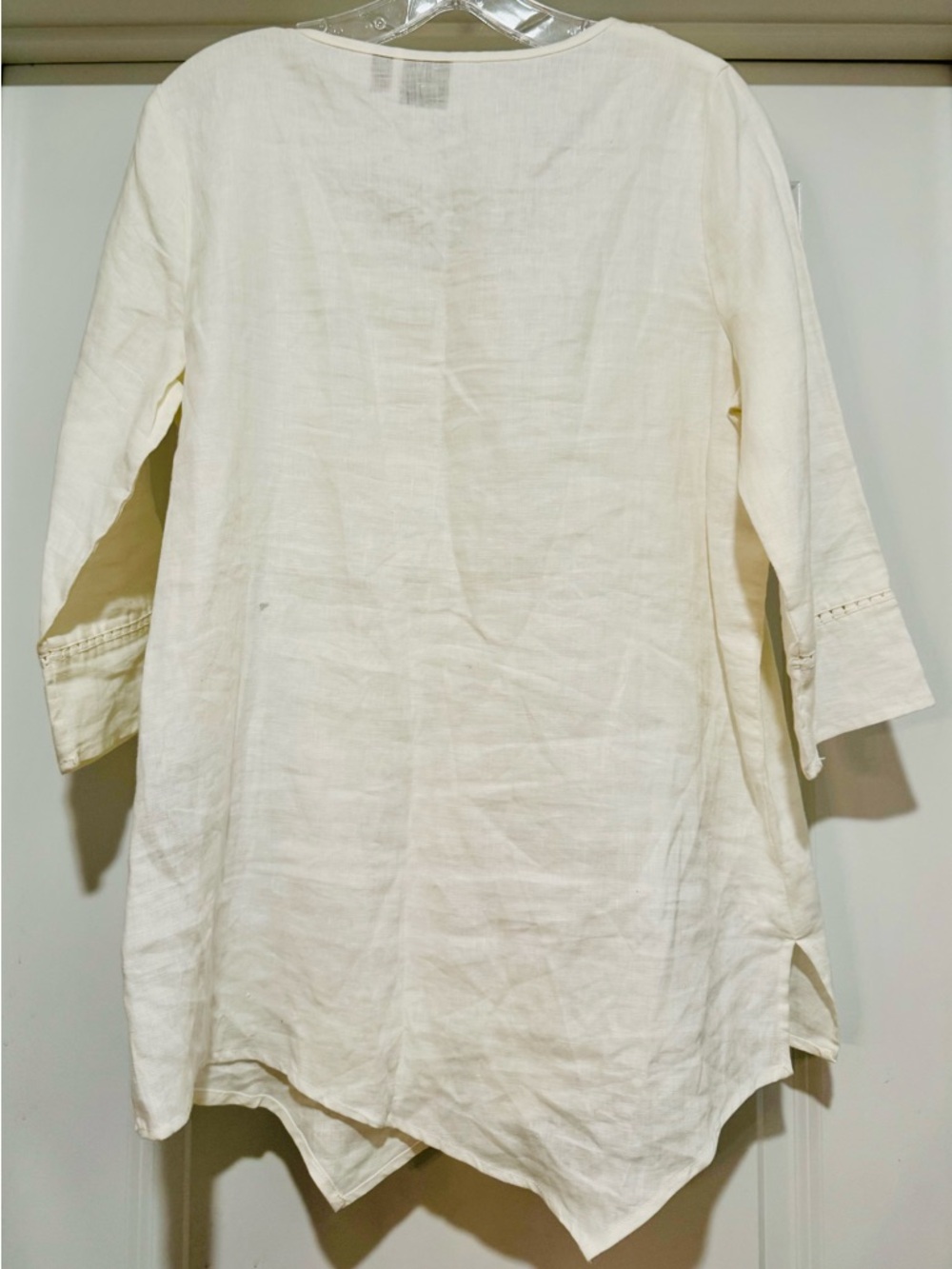Rafaella Women’s White 100% Linen Split-Neck Tunic with Ties Size S‎ - Picture 2 of 9
